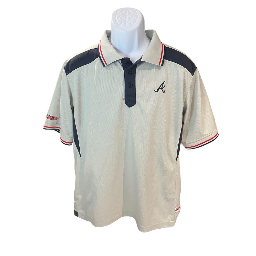 Stitches MLB Men's L Atlanta Braves embroidered performance polo shirt